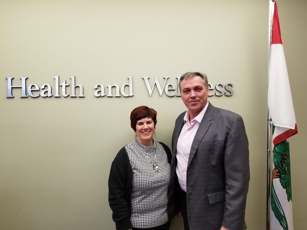 Mona O'Shea and Health Minister Robert Mitchell